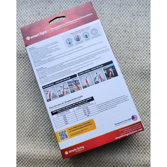 175 Light Hanger Clip Ladderless White Plastic Simple Living Gutters Or Shingles - Picture 3 of 6